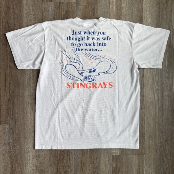 Vintage Just When You Thought It Was Safe...STINGRAYS T-Shirt - Single Stitch - Picture 1 of 5
